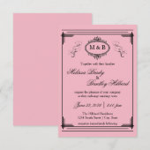 Cadre doublé de rose - Faire-part de mariage 3x5 (Devant / Derrière)