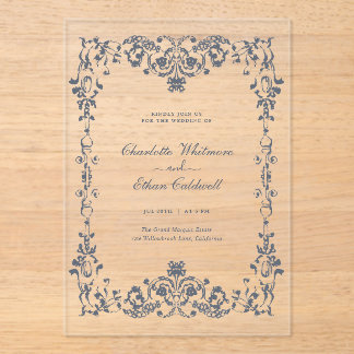 Cadre élégant baroque Mariage Invitation Acrylique