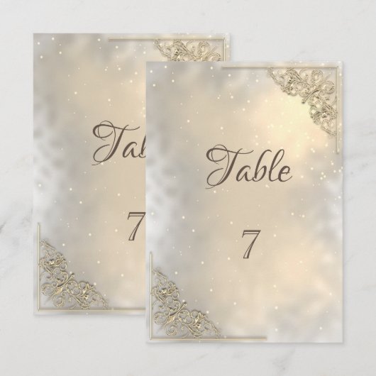 Cadre élégant chic or Table Carte (Devant / Derrière)