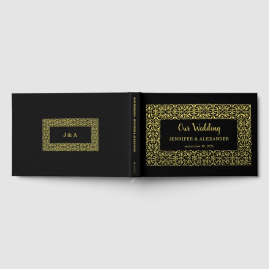 Cadre élégant en or chic sur feuille d'or noir (Complet)