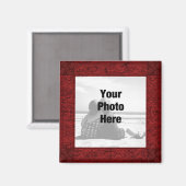 Cadre élégant Ornat rouge Photo Magnet (Recto/Verso)