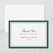Cadre élégant vert foncé Mariage Merci (Devant / Derrière)