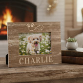 Cadre en bois avec nom et photo de l'animal de com