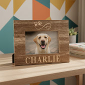 Cadre en bois avec nom et photo de l'animal de com