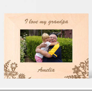 Cadre en bois gravé Fleurs Grand-Papa Mignon