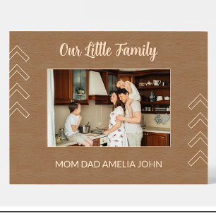 Cadre en bois gravé Géométrique Famille Mignonne