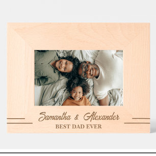 Cadre en bois simple avec Meilleur papa gravé