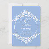 Cadre en filigrane bleu et blanc Invitation (Dos)