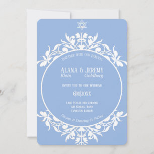 Cadre en filigrane bleu et blanc Invitation