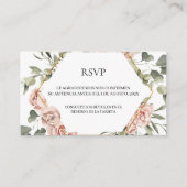 Cadre en or avec carte RSVP quinceañera rose (Devant)