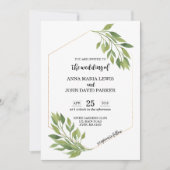 Cadre en or de carte Faire-part de mariage verte (Devant)