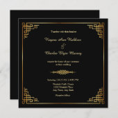 Cadre en or noir classique Faire-part de mariage f (Devant / Derrière)