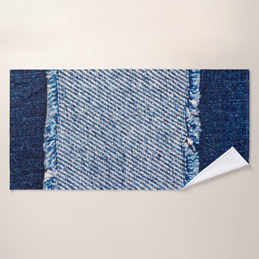 Cadre en tissu jean bleu Denim. Dénim bleu fleur (Serviette de bain)