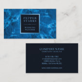 Cadre et marbre en métal bleu| Carte de visite (Devant / Derrière)