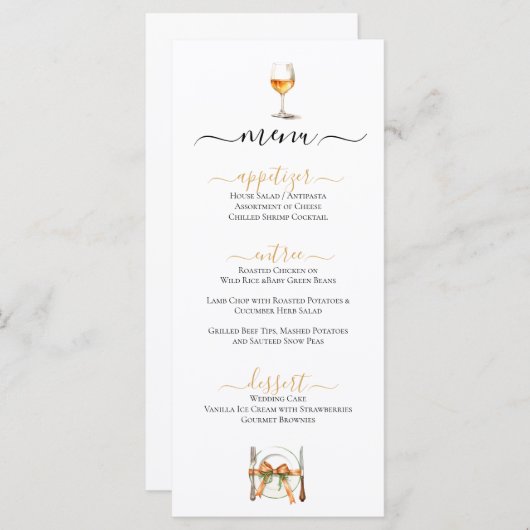Cadre et Verre à vin Menu (Devant / Derrière)