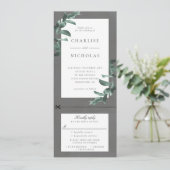 Cadre Eucalyptus sur faire-part de mariage gris av (Debout devant)