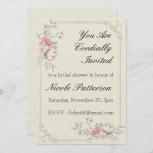 Cadre fantaisie Invitation de douche nuptiale 5x7