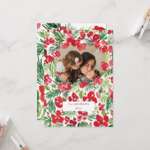 Cadre fleur couleur d'aquarelle de Noël Carte phot (Devant/Arrière en situation)