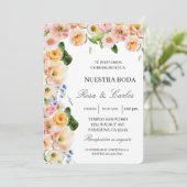 Cadre fleur printemps Faire-part de mariage espagn (Debout devant)