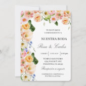 Cadre fleur printemps Faire-part de mariage espagn (Devant)