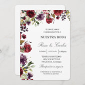 Cadre fleuri bourguignon Faire-part de mariage esp (Devant / Derrière)