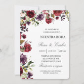 Cadre fleuri bourguignon Faire-part de mariage esp (Devant)