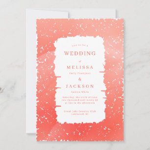 Cadre fleuri faire-part de mariage Coral rose