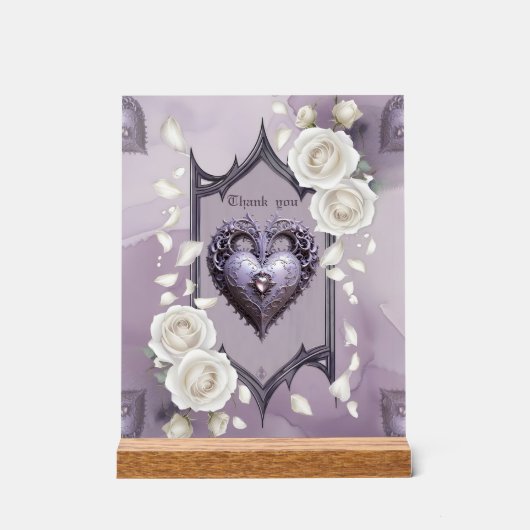 Cadre floral avec coeur et roses blanches (Recto)