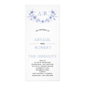 Cadre floral bleu avec programme de mariage monogr (Devant)
