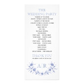 Cadre floral bleu avec programme de mariage monogr (Dos)