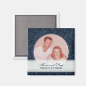 Cadre Floral Bleu : Mémorial : Magnet d'images (Recto/Verso)