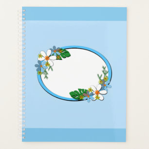 Cadre floral bleu rond enfants ressort mignon pers