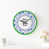 Cadre Floral Bleu Votre horloge murale photo (Maison)