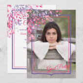 Cadre floral de printemps - Invitation de graduati (Devant / Derrière)