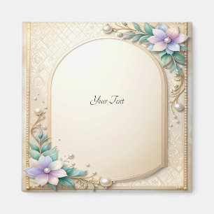 Cadre floral décoratif avec aimant perles