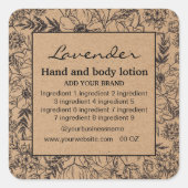 Cadre Floral décoratif étiquette papier Kraft (Devant)