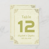 Cadre Floral Doré Numéro de Table de Mariage (Devant / Derrière)