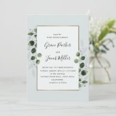 Cadre floral élégant Faire-part de mariage_gris (Debout devant)
