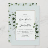 Cadre floral élégant Faire-part de mariage_gris (Devant / Derrière)