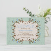 Cadre Floral en Invitation Bleue (Debout devant)