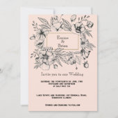 Cadre floral gravé antique Invitation (Devant)