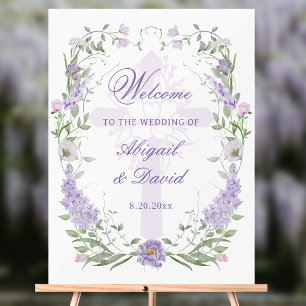 Cadre Floral Lilas Mariage Religieux de Bienvenue