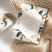 cadre floral magnolia invitation baptisée