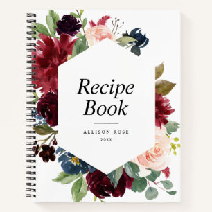 Cadre floral marine bordeaux moderne Recette Livre