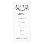Cadre floral noir avec carte menu mariage monogram (Devant)