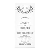 Cadre floral noir avec programme de mariage monogr (Devant)