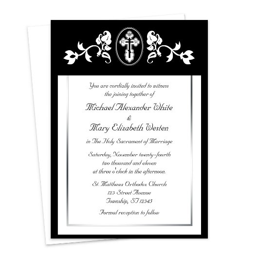 Cadre floral noir - Invitations de mariage orthodo