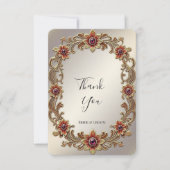 Cadre Floral Or avec Carte de remerciements Pierre (Devant)