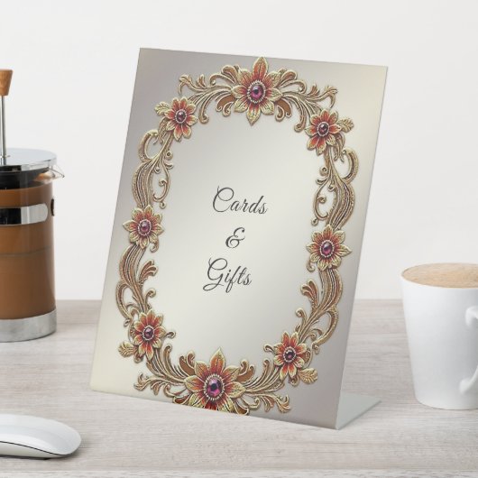 Cadre Floral Or avec panneaux Tabletop en pierre r (In SItu)