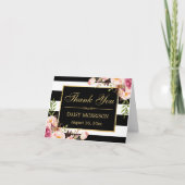 Cadre floral oré Merci rayures noires et blanches (Devant)